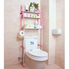 Полка стелаж напольный над унитазом Bathroom Shelf розовая